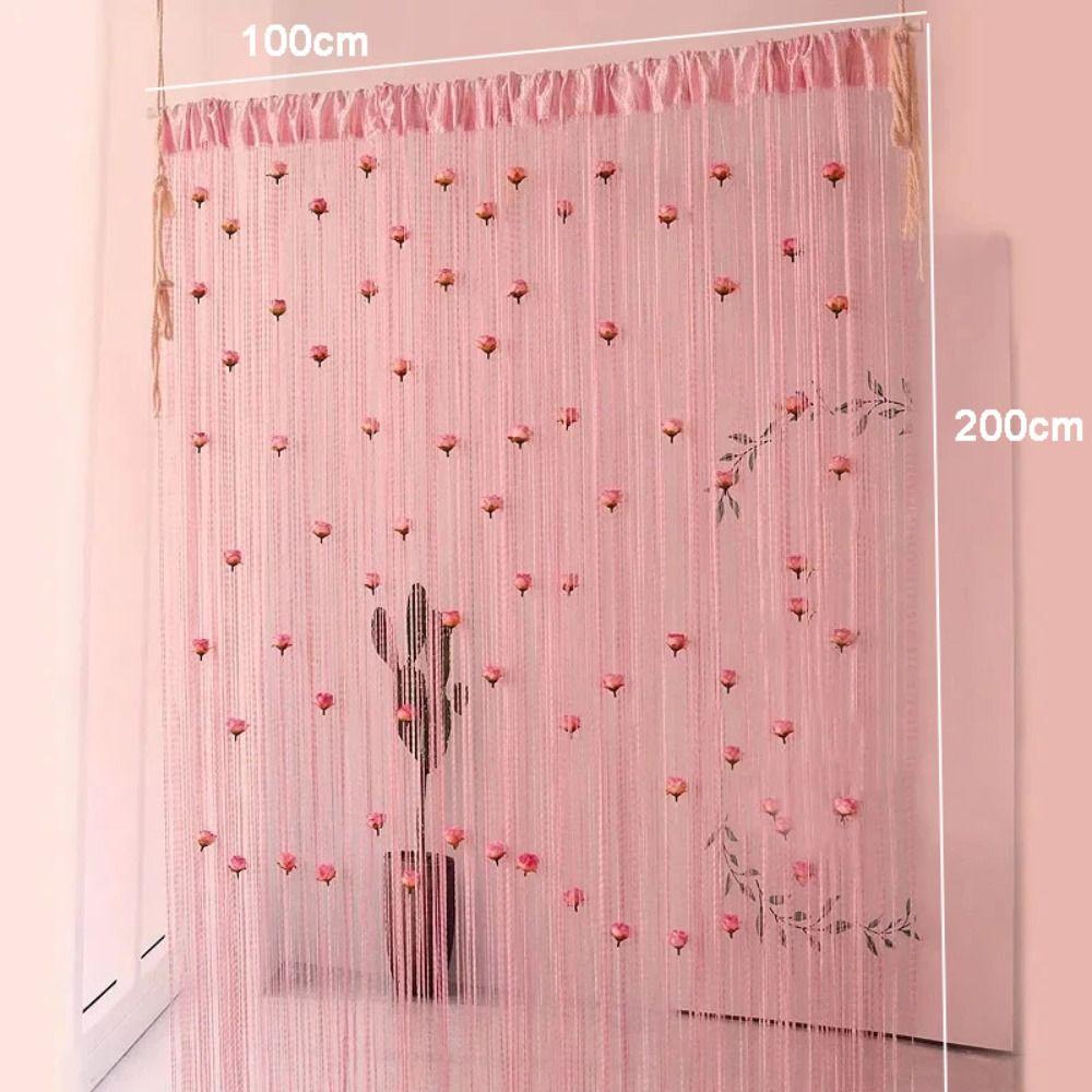 Shiny Door Curtain Room Divider Tassel Window Curtain Rose Flower String Curtain  Home Decor
