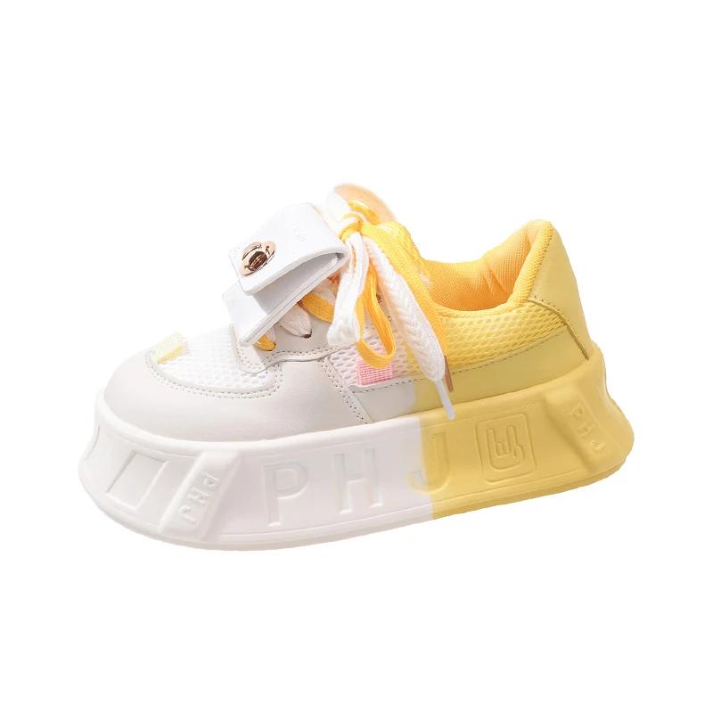 Fashion Kawaii Luxury Women's Shoes 5CM New Lightweight Fashion Versatile Casual Little Shoes Women's Matsutake Thick Sole Sports Shoes