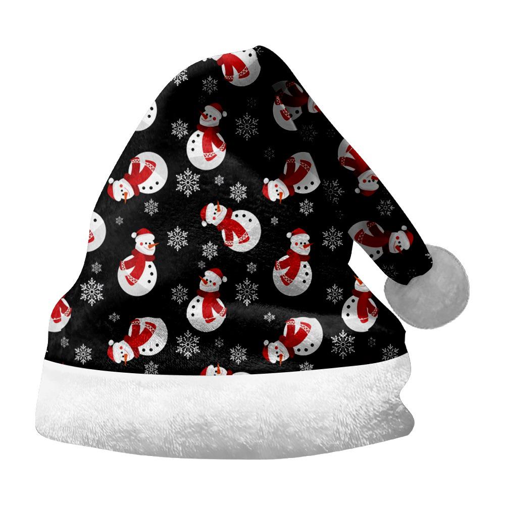 2024 Dwustronny Pluszowy Płatek Śniegu Bałwan Czapka Świąteczna Ornament