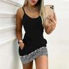 Summer New Style Fashion Print Sleeveless Bodycon Dress with Pockets Sexy Slim Fit Elegant Party Dress