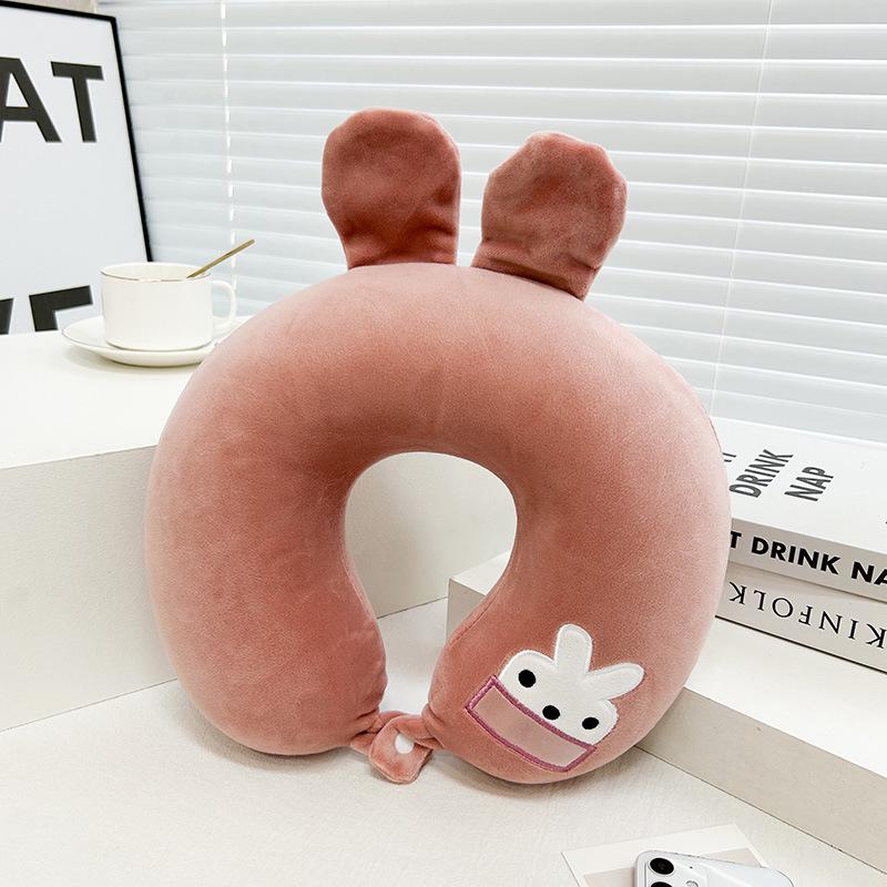 Cartoon Memory Foam U-Shaped Travel Neck Pillow for Airplane, Car & Student Use