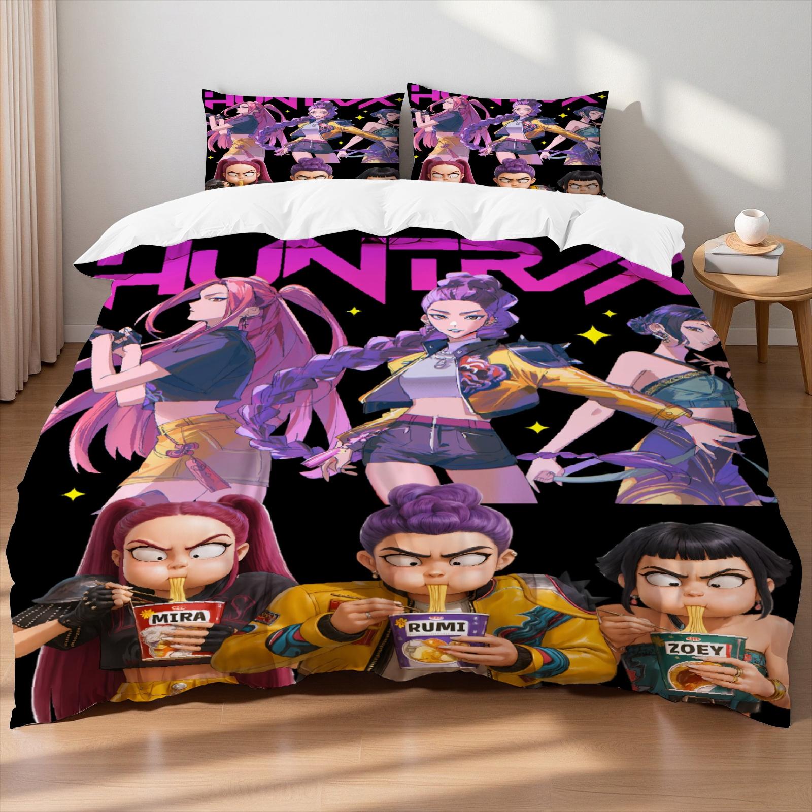 

D-Охотники на демонов K-pop Девушки Парни Группа Принт Бессердечный Пододеяльник Мультиразмер Спальня Общежитие Праздничное Постельное Белье Декорация EU Twin(135x200cm)