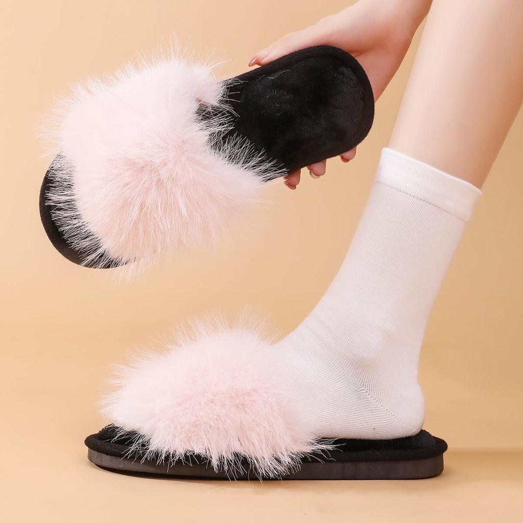 Pelskledde bomullstøfler for kvinner – ny 2024-stil for vinter, vår og høst