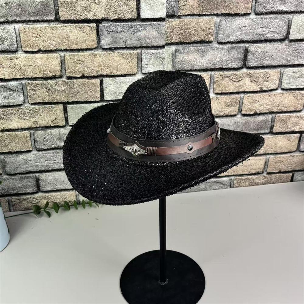 European and American Style Top Hat, Big Edge, Western Denim Straw Hat, Men's and Women's Outdoor Sunshade Sunscreen Hat, Retro Jazz Hat.
