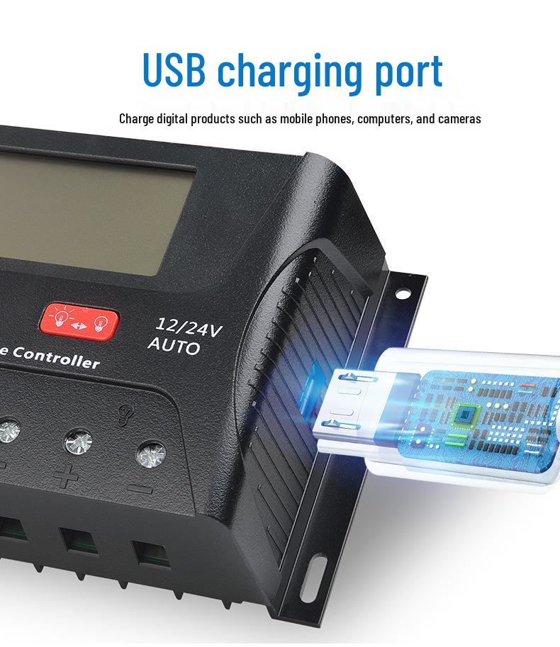 Universal Smart Solar Charge Controller for 12V/24V/48V Batteries - Ideal for Household & Street Light PV Systems