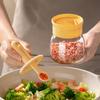 Seasoning Jar Glass Spice Dispenser Quantitative Countertop Kitchen Canister Sugar Bowl Condiment Bottle with Telescopic Spoon