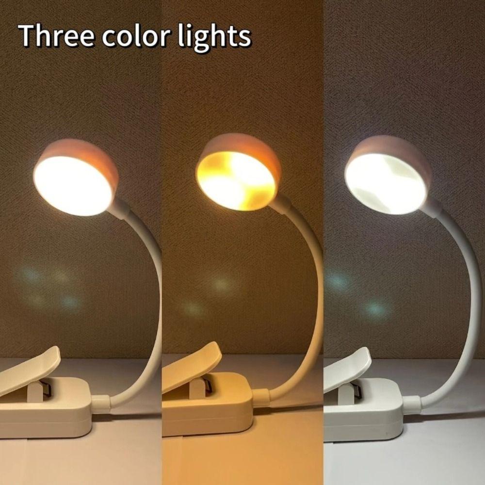3 Colors Adjustable Reading Light Eye Protection Battery-Powered/USB Charging Book Light Portable Mini Book Night Light Travel