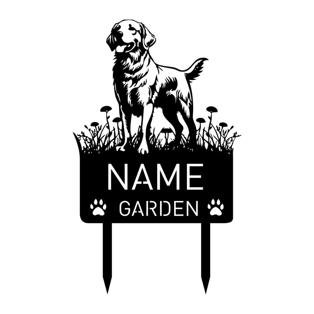 Personalized Garden Memorial Stake for Dog Loss Sympathy Gift Custom Grave Marker with Golden Labrador