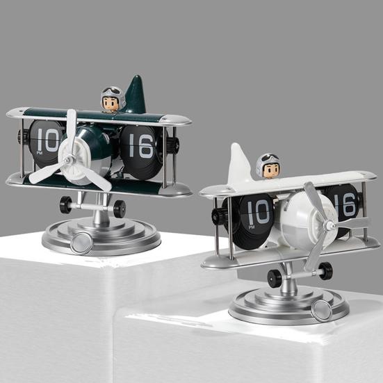 Airplane Flip Clock Adjustable Battery Powered Silent Retro Digital Desk Clock with Auto Flip Mechanism for Home Office