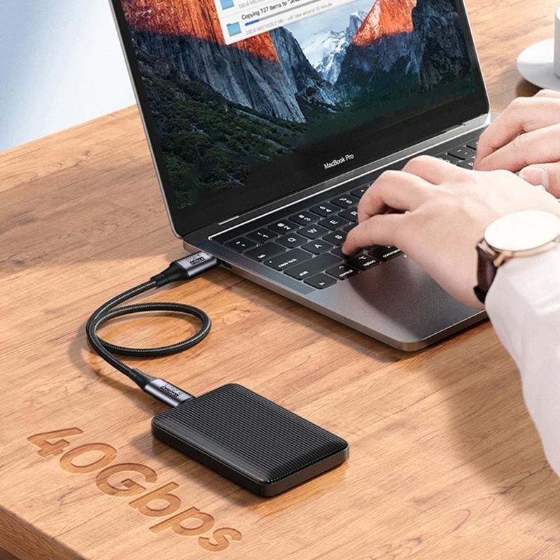 Type C Male to Type C Male Cable Nylon Braid 40Gbps 8K@60Hz PD100W Fast Charge Sync Data Cable 40Gbps for Laptop Tablet