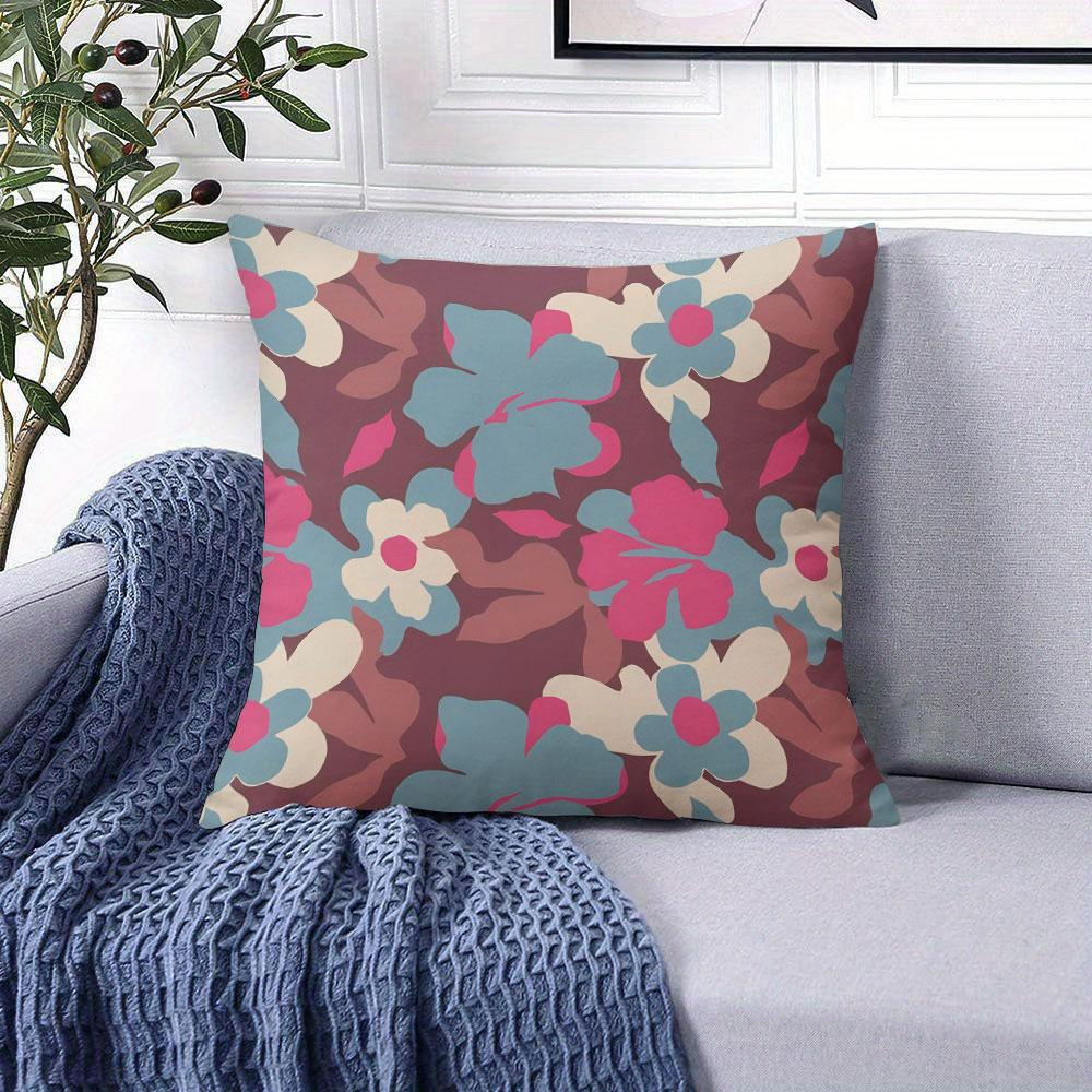 Berry Bloom Square Jacquard Pillow Cover for Sofa Office Waist Cushion Cover Home Decorative Pillowcase