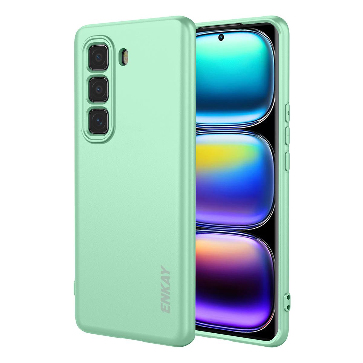 

For Infinix Hot 50 Pro+ 4G Silicone Case ENKAY HAT PRINCE Straight Edge Cell Phone Back Cover Light Green