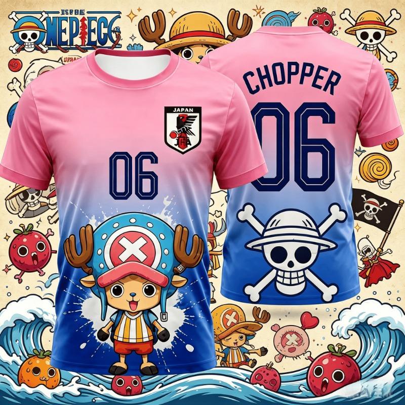 2026 One Piece Graphic T-shirt Japanese anime football jerseys Sports Dry Quickly T-Shirt Children's Clothing Tee