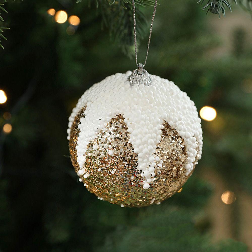 8cm Foam Sequin Christmas Balls Colorful Reusable Christmas Hanging Balls Elegant Shatterproof Christmas Tree Ornaments