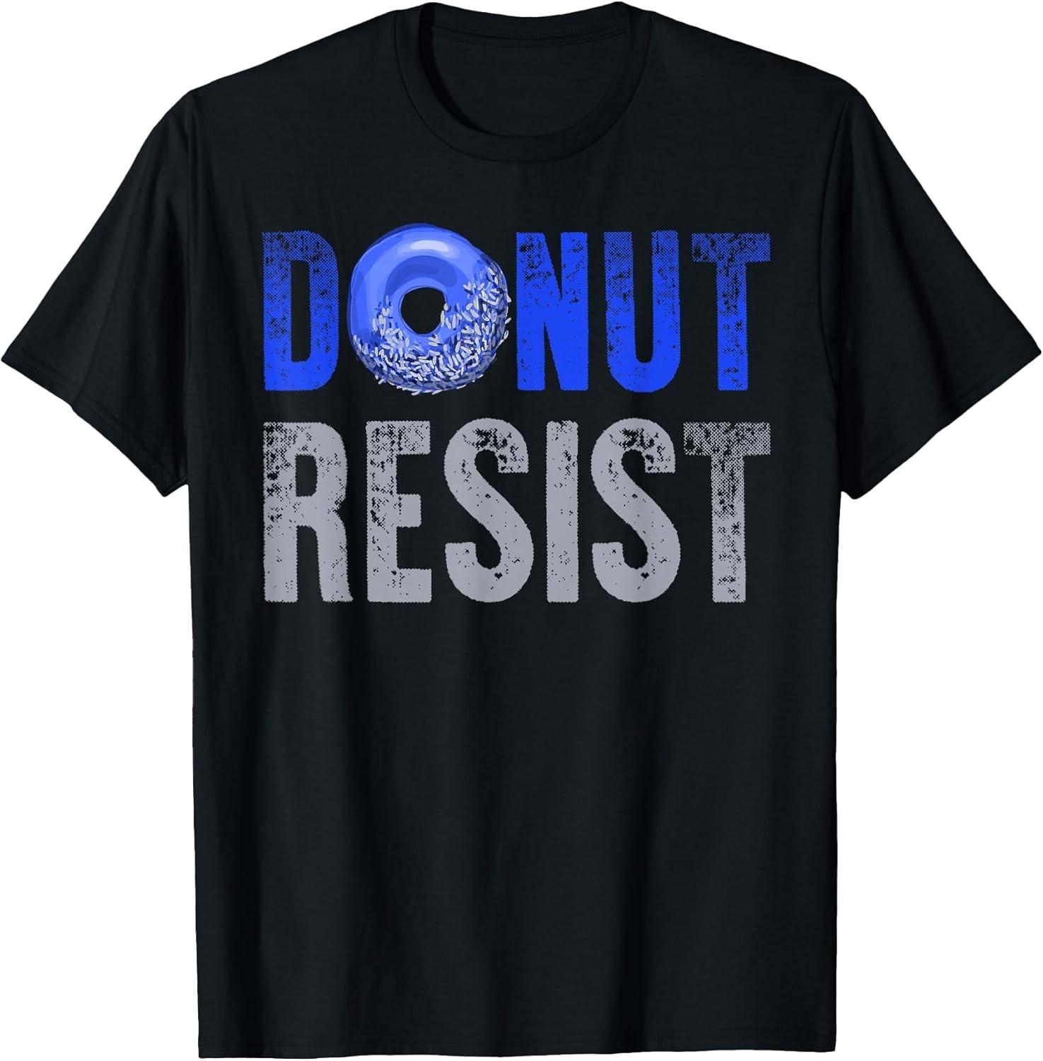 NEW LIMITED! Police Officer Thin Blue Line Donut Resist Joke Tee - MADE IN USA XL