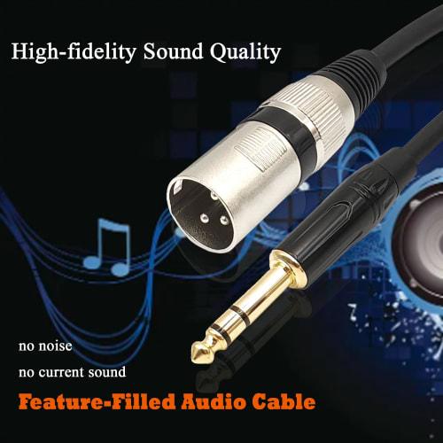 Voluty Tek 1/4-inch To XLR Cable, Oxygen-Free Copper Conductor, 6.35mm TRS Male To XLR Male Cable, 3.3ft, for Studio Recording and Live Sound
