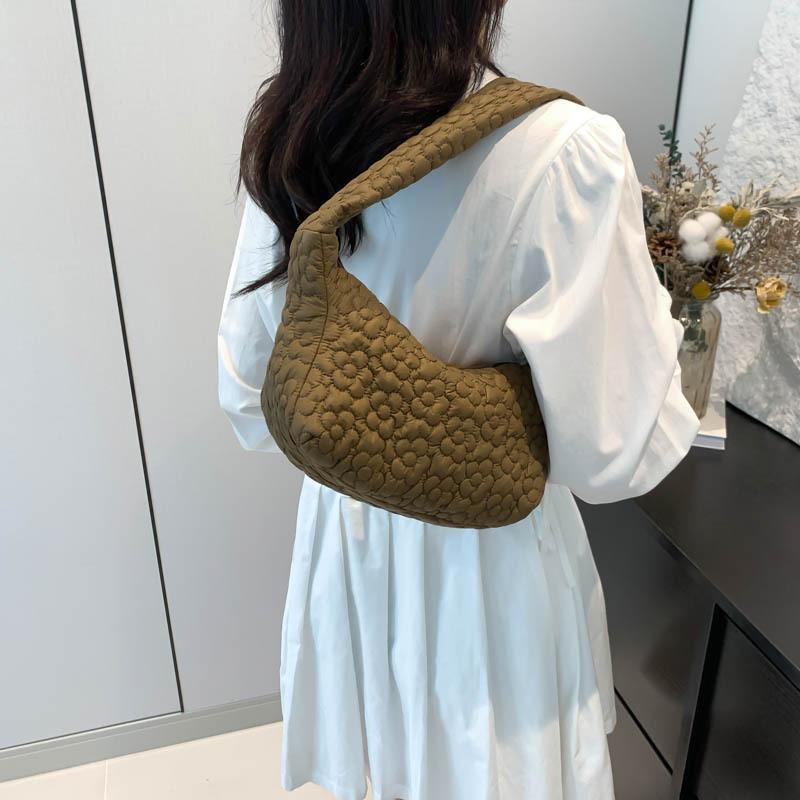 Charming Floral Ruched Tote Bag For Women 2024 Summer Sweet Versatile Shoulder Bag