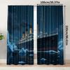 2pcs Titanic-Themed Dark Sheer Curtains – Made of Polyester with Rod Pocket Design, Perfect for Bedroom or Living Room Decor