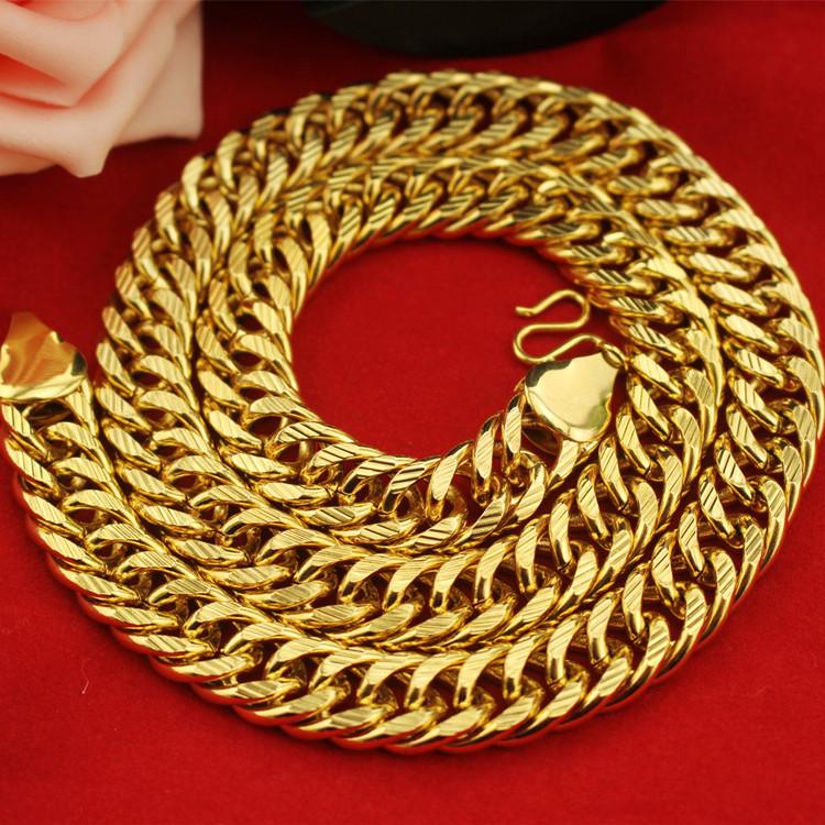 Durable Copper-Plated Gold Necklace, Sand Gold Design, Consistent Color, Masculine and Imposing, Fire-Tested for Quality.