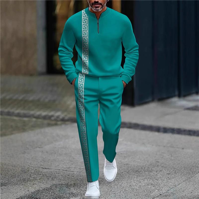 Men's 2Pcs Tracksuit Half Zip Sweatshirt  Jogger Pants Set