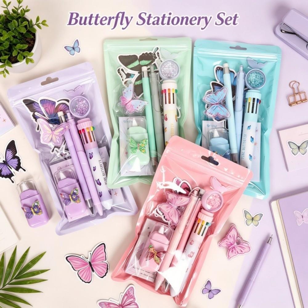 Complete Stationery Stationery Kit Dreamy Butterfly Theme Ballpoint Pen Gel Pen  School Supplies