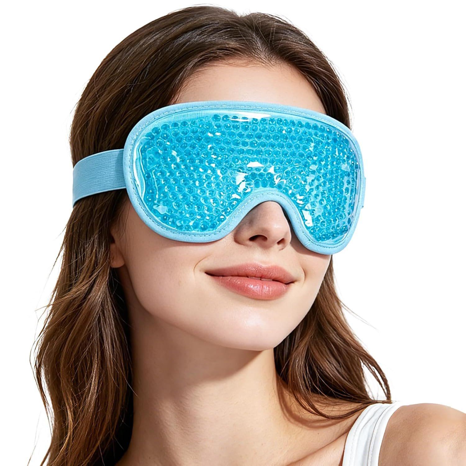 Reusable Cooling Gel Beads Eye Mask Reversible Hot Cold Compress Sleep Shading Visor 1pc Gel beads eye mask синий
