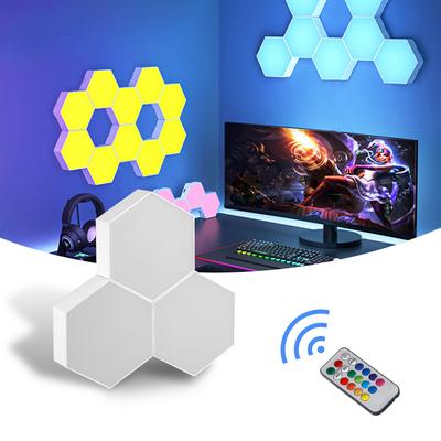 New Vibrant Colorful Hexagonal Remote Control LED Wall Light for Creative DIY Decoration In Bedroom and Living Room, Brighten Yo