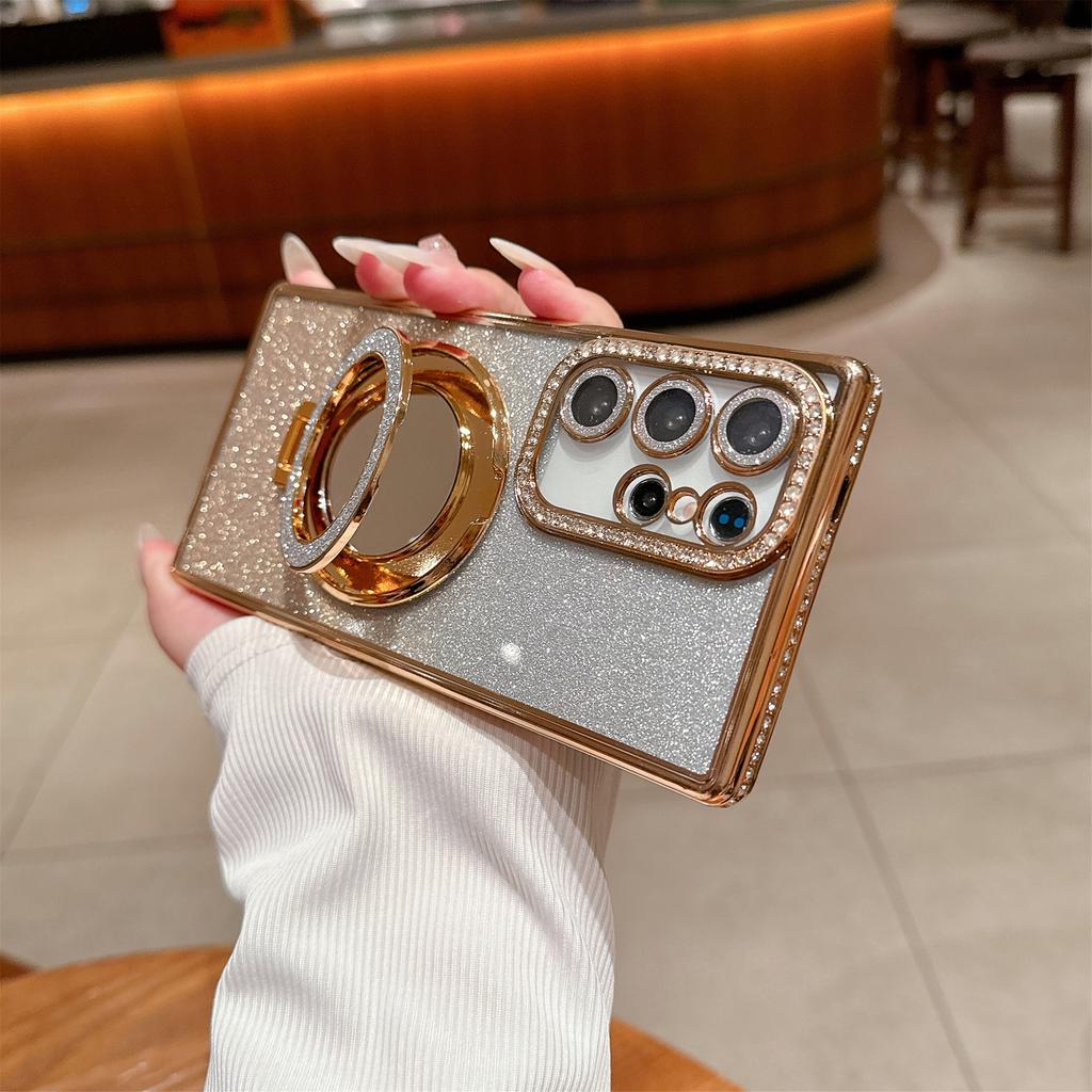 Suitable for Samsung S25ultra Electroplated Phone Case, S24 Mirror Stand, S23 Rhinestone Glitter, S22 Full Package Shockproof