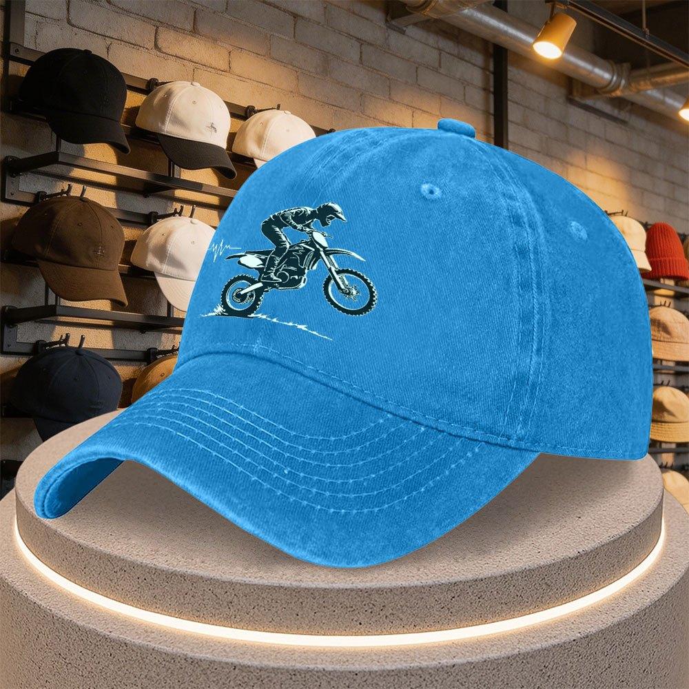 Adjustable Snapback Baseball Cap With Motocross Dirt Rider Print Motorbike Themed Hat Multicolor Hand Washable