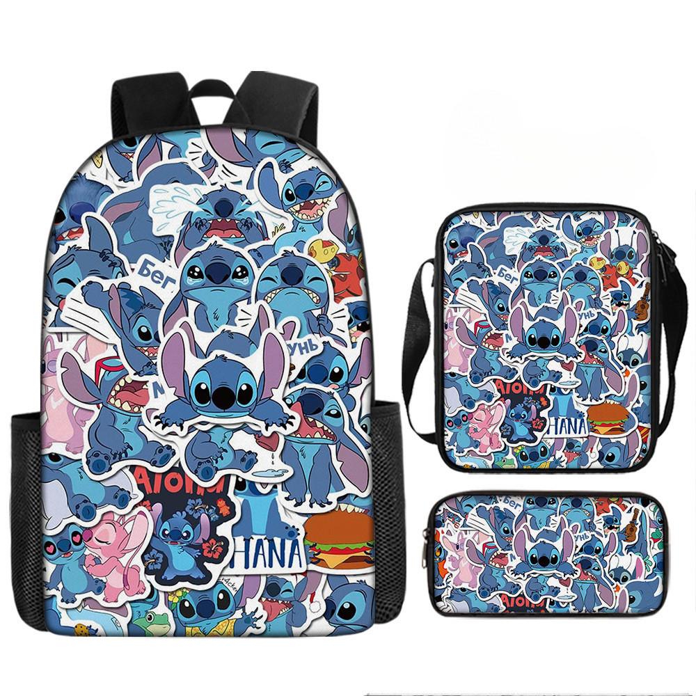 Disney Stitch School Backpack Oxford Cloth Lightweight Breathable Bookbag For Kids
