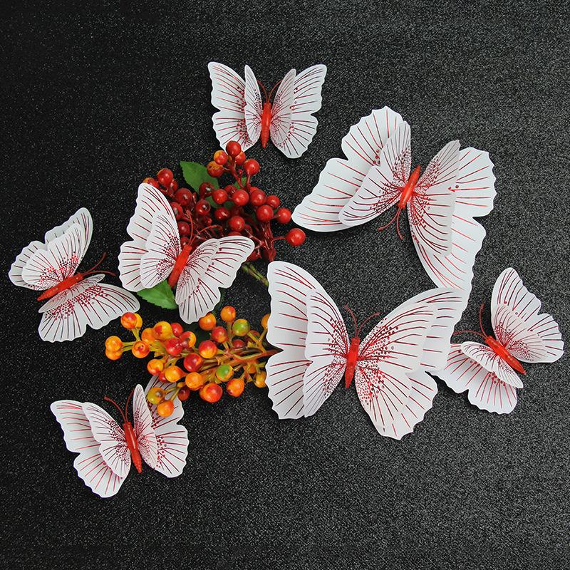 New Style 12Pcs Double Layer 3D Butterfly Wall Stickers Home Room Decor Butterflies For Wedding Decoration Magnet Fridge Decals