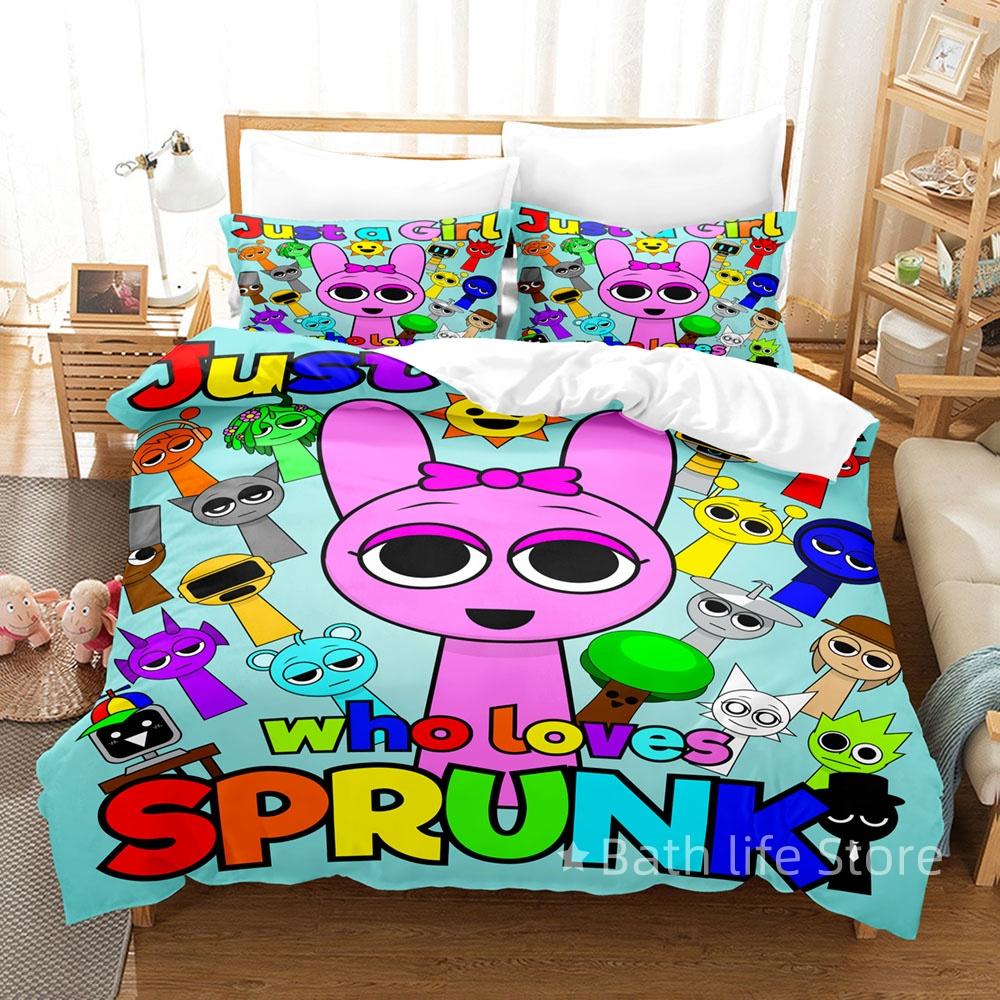 

Sprunki Bedding Sets 3D Printed Cartoon Incredibox Duvet Cover Sets Single Twin Double Queen King Size Soft Polyester Music Game EU Twin 135x200cm