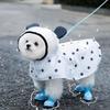 Korean Pet Raincoat – Waterproof Mesh Lined Dog Rain Jacket with Leash Hole Panda Hood Design