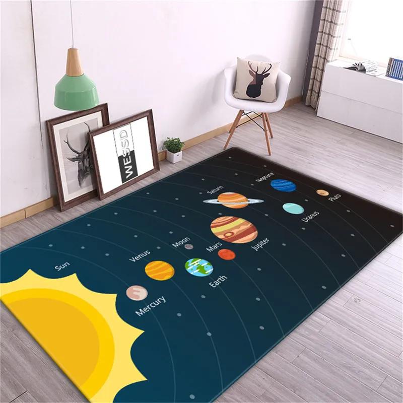 3D Solar System Children Room Carpet Space Planet Rug for Boy Bedroom Anti-slip Mat Bathroom Home Decor Play Crawling Floor Mat
