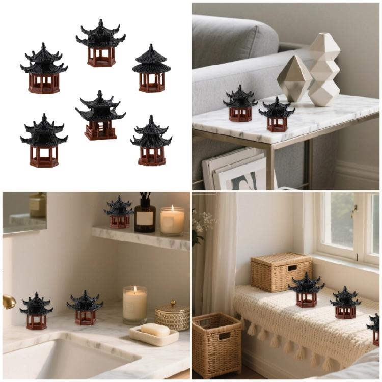 Miniature Pagoda Statues Artistic Chinese Cultural Building 3D Models Safe and Friendly to Nature Decoration