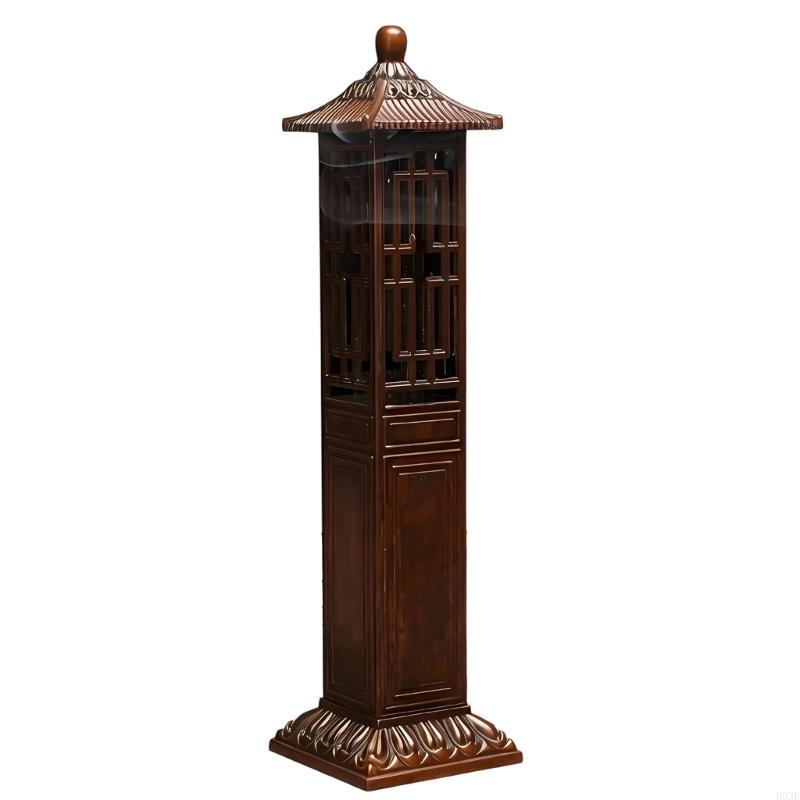 Chinese Pavilion Vertical Incenses Burners Copper Alloy Hollow Censers For Home Decoration And Meditations Space B03E