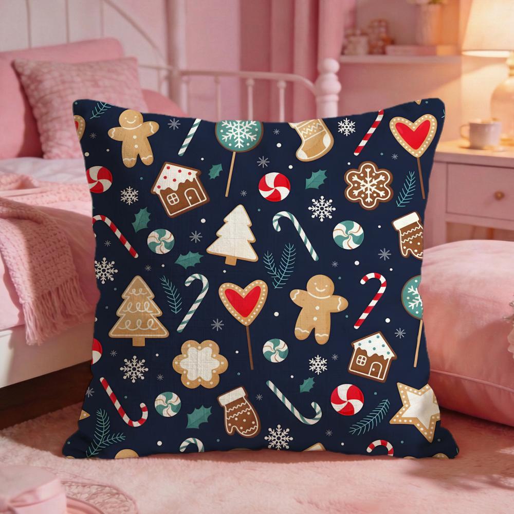 Cchristmas Cushion Cover Premium Comfort Reversible Pillow Cove Two In One Design For Any Room  Car Interior