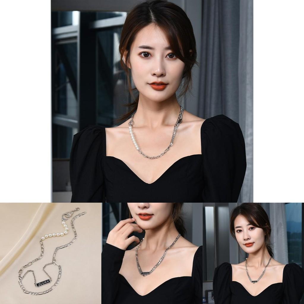 Trendy Pearl Adorned Necklace In Durable Titanium Steel Perfect For Men And Women