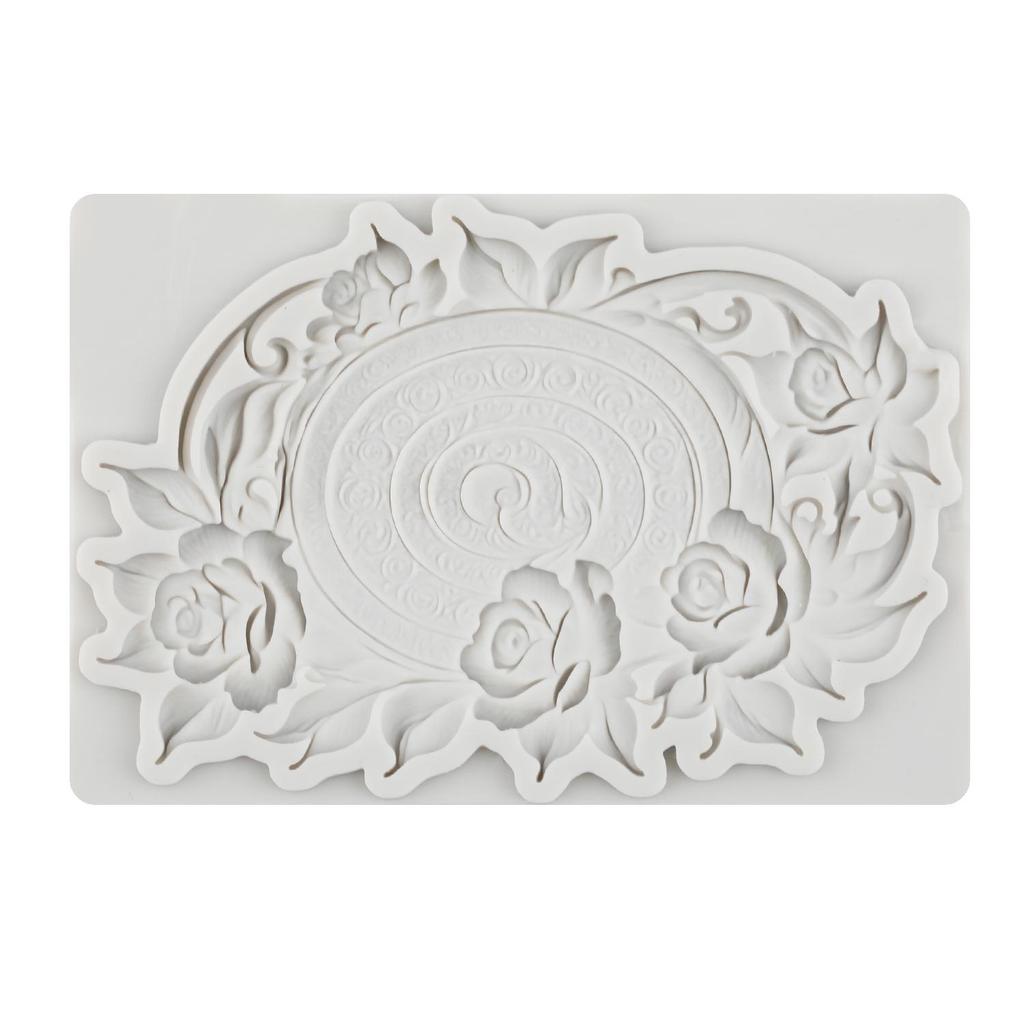Barocker Blumenrahmen Silikonform Rosenblume Fondantformen Kuchendekorationswerkzeuge Themenkuchen Dessert Dekoriert Schokoladenbonbonform