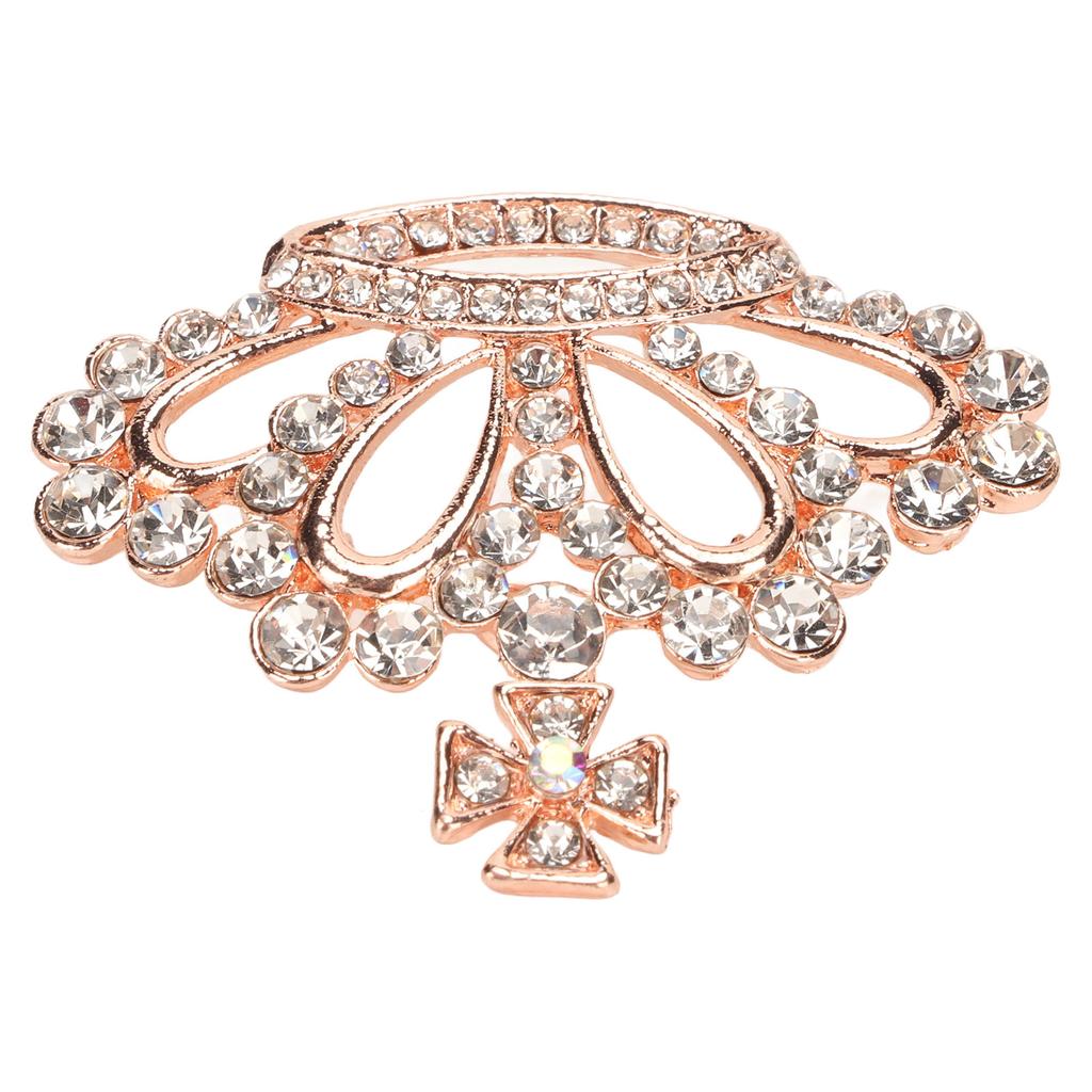White Women Rhinestone Crown Brooch Stylish Decorative Female Ladies Rhinestone Breastpin