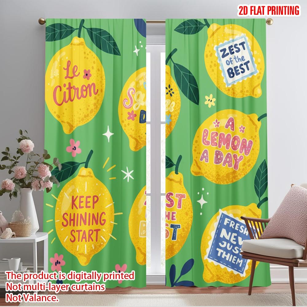 

2pcs 2D flat printing Party Curtains Lemon art quote design Polyester Without Electricity 0 Perfect for Room bedroom wall decor 52.50×116.00 CM 2pcs