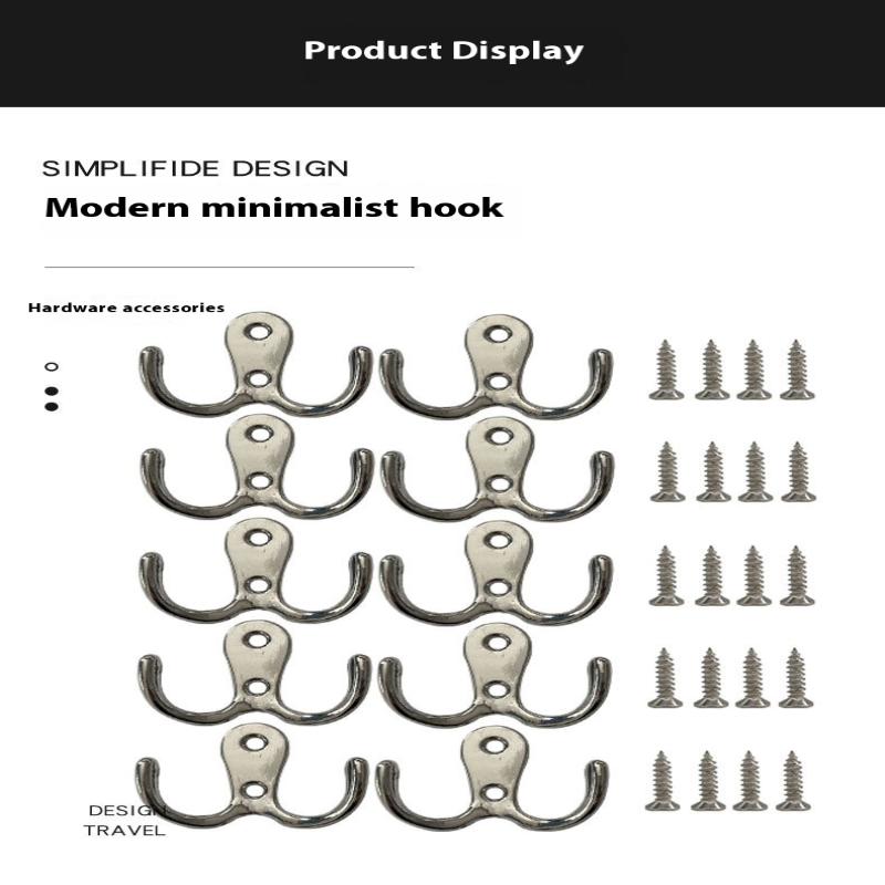 10/5Pcs Coat Hooks Wall-Mounted 2 Hole Towel Hanger For Coats Hat Clothing Home Storage Hook Wall Hook Towel Hanger For Hardware