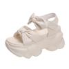 Fashion Summer High-heeled Sandals for Women 9CM Wedge Heel Bow Slippers Fashionable  Outdoor Thick-soled Sandals Beach Casual Slippers