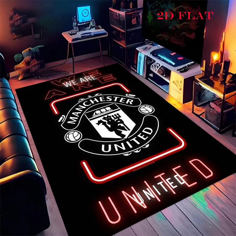 Tappeto Man Utd per Soggiorno Camera da Letto Casa Decorazione Divano, Tappetino Antiscivolo per Giochi Bambini