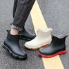 Outdoor function bright black 16 high short wading boots flat bottom thickened rubber shoes wading boots outdoor travel shoes rain shoes men