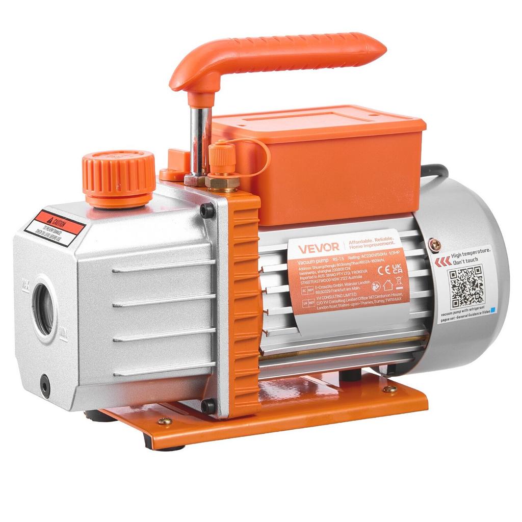 AC Vacuum Pump and Gauge Set, 4.5 CFM 127 L/min, Single Stage Rotary Vane HVAC Vacuum Pump, Manifold Gauge Kit, for R134a R22 R410a R1234YF R32, with