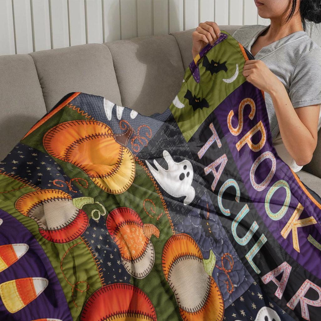 Halloween Print Pumpkin Castle Blanket Flannel Blanket Throw Blanket