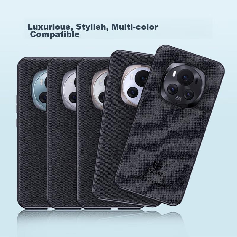 Phone Case for Honor Magic 6, Full Protection Shockproof Cover with Soft Edges, Simple Fabric Texture, Matte Style, Personalized, ES-19 Deep Black