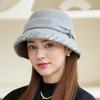 Nový dámský zimní klobouk bucket Módní malý kostkovaný vlněný klobouk kbelíkový Venkovní cestovní teplý klobouk