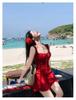 2024 Japanese Bright Red Women's Tummy Control One-Piece Swimsuit